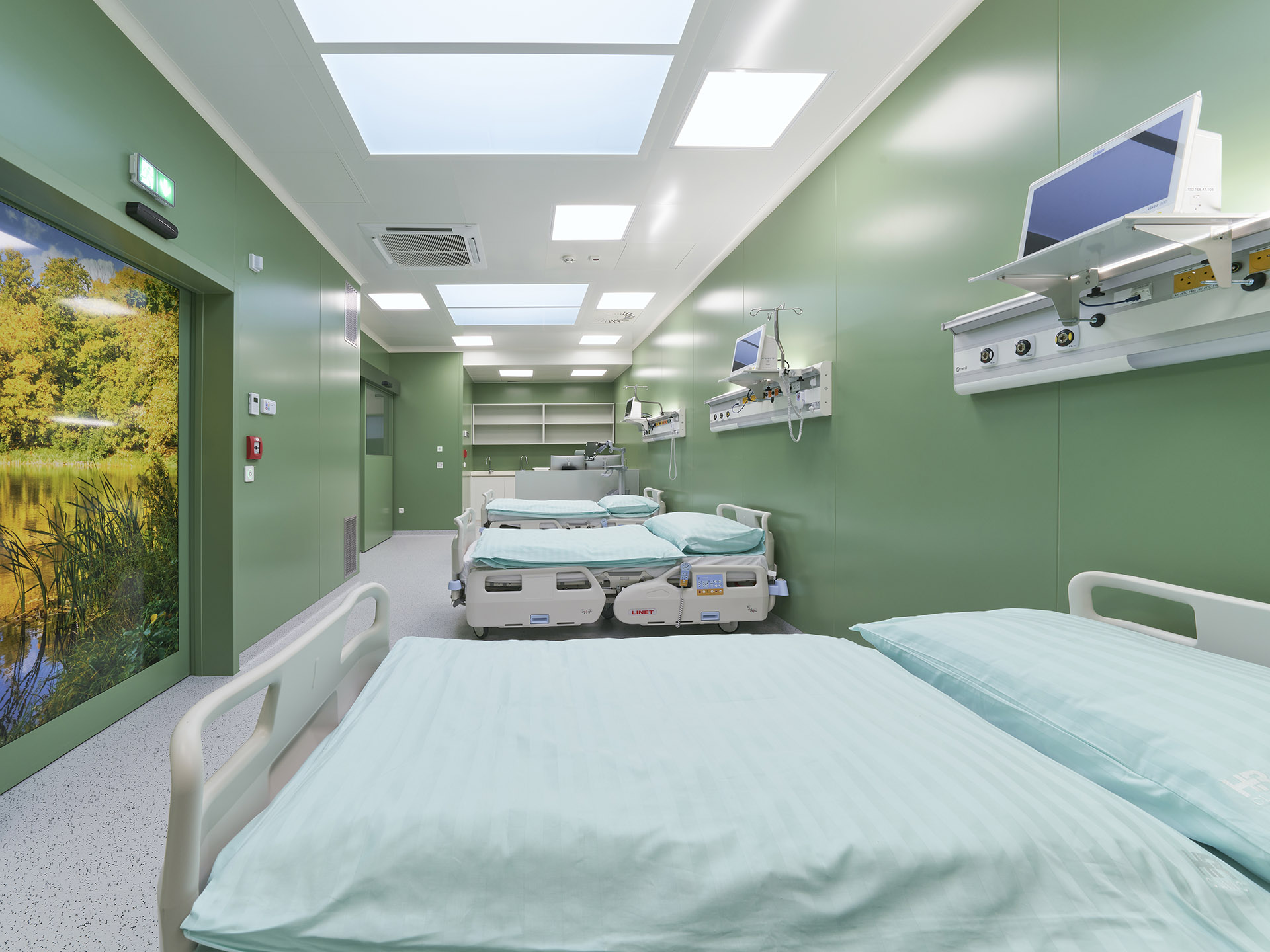 Recovery room with modern patient beds